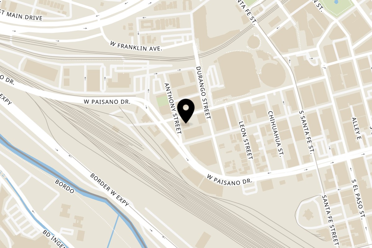 Map showing the location of Chilabox on 518 West San Antonio Avenue in El Paso